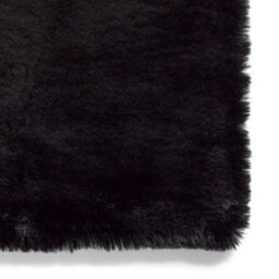 Black Shaggy Modern Plain Machine Made Rug For Living Room And Bedroom-60Cm X 120Cm - thumbnail 5