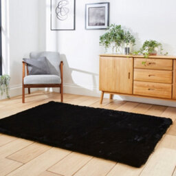 Black Shaggy Modern Plain Machine Made Rug For Living Room And Bedroom-60Cm X 120Cm - thumbnail 2