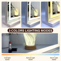 Crystal Hollywood Vanity Makeup Mirror Crystal Led Strip 58X46Cm 3 Lighting Modes 5X Magnifier And Usb Charging - thumbnail 4