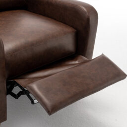 Recliner Upholstered Armchair Pu Leather Padded Comfy Sofa Lounge Chair, Push Back Recliner With Rivet Decoration - Brown - thumbnail 5