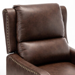 Recliner Upholstered Armchair Pu Leather Padded Comfy Sofa Lounge Chair, Push Back Recliner With Rivet Decoration - Brown - thumbnail 6