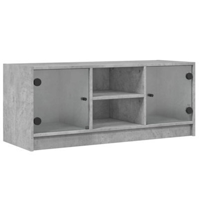 Berkfield Classic Tv Cabinet With Glass Doors Concrete Grey 102X37X42 Cm - image 1