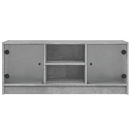 Berkfield Classic Tv Cabinet With Glass Doors Concrete Grey 102X37X42 Cm - thumbnail 6