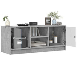 Berkfield Classic Tv Cabinet With Glass Doors Concrete Grey 102X37X42 Cm - thumbnail 5