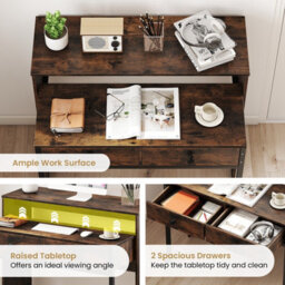 Gainoom Extendable Coffee Computer Desk Convertible Home Office Desk W/ Drawers - thumbnail 8