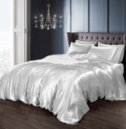 Intimates White Satin Complete Bedding Set Duvet Cover And Pillowcase Set King