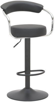 Lamboro Zenith Single Kitchen Bar Stool, Matt Black Stem, & Footrest, Height Adjustable Swivel Gas Lift, Faux Leather Seat, Black