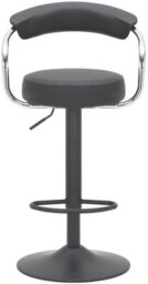 Lamboro Zenith Single Kitchen Bar Stool, Matt Black Stem, & Footrest, Height Adjustable Swivel Gas Lift, Faux Leather Seat, Black - thumbnail 3