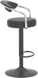 Lamboro Zenith Single Kitchen Bar Stool, Matt Black Stem, & Footrest, Height Adjustable Swivel Gas Lift, Faux Leather Seat, Black - thumbnail 2