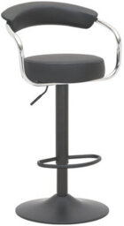 Lamboro Zenith Single Kitchen Bar Stool, Matt Black Stem, & Footrest, Height Adjustable Swivel Gas Lift, Faux Leather Seat, Black