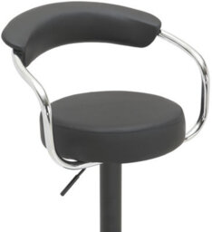 Lamboro Zenith Single Kitchen Bar Stool, Matt Black Stem, & Footrest, Height Adjustable Swivel Gas Lift, Faux Leather Seat, Black - thumbnail 7
