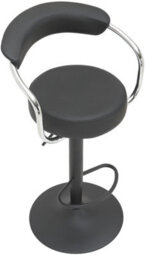 Lamboro Zenith Single Kitchen Bar Stool, Matt Black Stem, & Footrest, Height Adjustable Swivel Gas Lift, Faux Leather Seat, Black - thumbnail 6