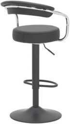 Lamboro Zenith Single Kitchen Bar Stool, Matt Black Stem, & Footrest, Height Adjustable Swivel Gas Lift, Faux Leather Seat, Black - thumbnail 5