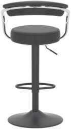 Lamboro Zenith Single Kitchen Bar Stool, Matt Black Stem, & Footrest, Height Adjustable Swivel Gas Lift, Faux Leather Seat, Black - thumbnail 4