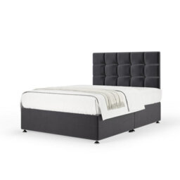 Bedmaster Graphite Plush Velvet Divan Base And Square Headboard Super King