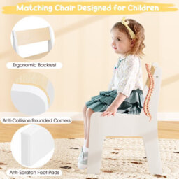 Costway Kids Play Table & Chair Set Wooden Toddler Activity Desk W/ Detachable Tabletop Natural & White - thumbnail 7