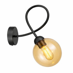 Luminosa Lighting Luminosa Lyra Globe Wall Lights Black Amber Glass Shade 1X E27 - thumbnail 1