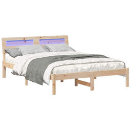 Berkfield With Led Strip Lights Brown 120 X 200 Cm Solid Pine Wood - thumbnail 3