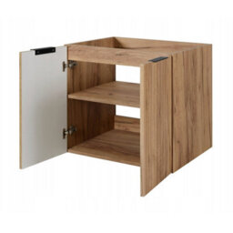 Heze Furniture Flow 2 Door Bathroom Vanity Cabinet With 2 Shelves And Basin 60Cm - Gold Craft Oak - thumbnail 3