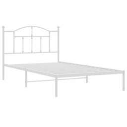 Berkfield Metal Bed Frame With Headboard White 107X203 Cm - thumbnail 4