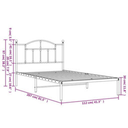Berkfield Metal Bed Frame With Headboard White 107X203 Cm - thumbnail 9
