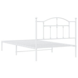 Berkfield Metal Bed Frame With Headboard White 107X203 Cm - thumbnail 7