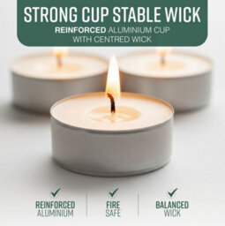 Globrite 100 Pack Unscented Tea Lights - 8 Hour Burn Tealight Candles - Long Burning Tea Lights - thumbnail 5