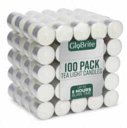 Globrite 100 Pack Unscented Tea Lights - 8 Hour Burn Tealight Candles - Long Burning Tea Lights - thumbnail 1