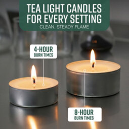 Globrite 100 Pack Unscented Tea Lights - 8 Hour Burn Tealight Candles - Long Burning Tea Lights - thumbnail 2