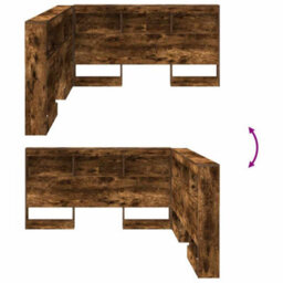 Berkfield Storage Headboard With Shelf Smoked Oak 140 Cm Engineered Wood - thumbnail 9