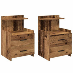 Berkfield Bedside Cabinets 2 Pcs With 2 Drawers Old Wood 40X36.5X62 Cm - thumbnail 2