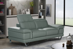 Genuine Leather Grey 2 Seater Sofa Chicago - thumbnail 2