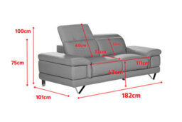 Genuine Leather Grey 2 Seater Sofa Chicago - thumbnail 8