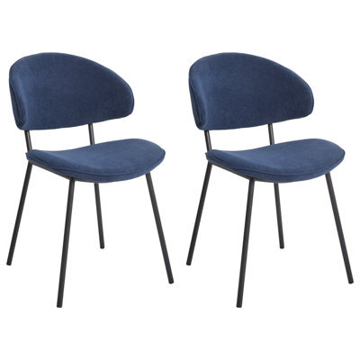 Beliani Set Of 2 Dining Chairs Kiana Fabric Dark Blue - image 1