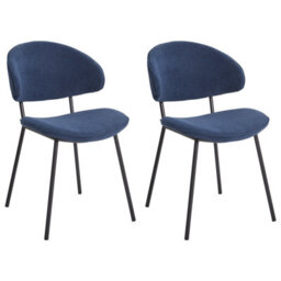 Beliani Set Of 2 Dining Chairs Kiana Fabric Dark Blue - thumbnail 1