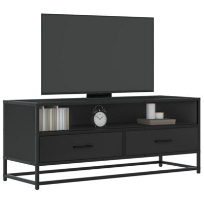 Berkfield Tv Cabinet Black 100X34.5X40 Cm Engineered Wood And Metal - image 1
