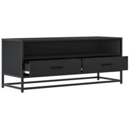 Berkfield Tv Cabinet Black 100X34.5X40 Cm Engineered Wood And Metal - thumbnail 7