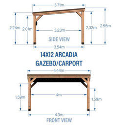 Backyard Discovery Arcadia Pitched Roof Cedar Wood Outdoor Patio Gazebo With Powerport 4.4M X 3.7M (14Ft X 12Ft) - thumbnail 6