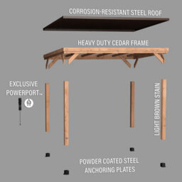Backyard Discovery Arcadia Pitched Roof Cedar Wood Outdoor Patio Gazebo With Powerport 4.4M X 3.7M (14Ft X 12Ft) - thumbnail 9