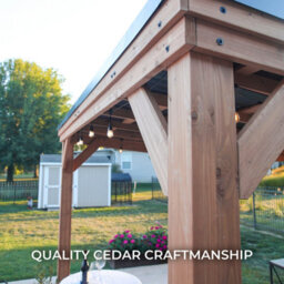 Backyard Discovery Arcadia Pitched Roof Cedar Wood Outdoor Patio Gazebo With Powerport 4.4M X 3.7M (14Ft X 12Ft) - thumbnail 3