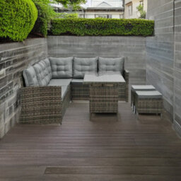 Evre Brown Monroe 8 Seater Garden Rattan Furniture Corner Dining Set With Table Sofa Bench Stool - thumbnail 3