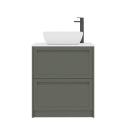 Royal Bathrooms Royal Bathroom Elmore 700mm Matt Green Freestanding Bathroom Vanity Unit 2 Drawer Plain White Worktop With Elva Basin - thumbnail 7