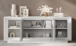 FurniComp LTD Furnicomp Berlin 4 Door 207Cm Matt White And Concrete Grey Sideboard - thumbnail 5