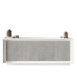 FurniComp LTD Furnicomp Berlin 4 Door 207Cm Matt White And Concrete Grey Sideboard - thumbnail 2