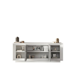 FurniComp LTD Furnicomp Berlin 4 Door 207Cm Matt White And Concrete Grey Sideboard - thumbnail 3