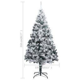 Berkfield Artificial Christmas Tree With Flocked Snow Green 210 Cm Pvc - thumbnail 6