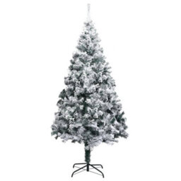 Berkfield Artificial Christmas Tree With Flocked Snow Green 210 Cm Pvc - thumbnail 2