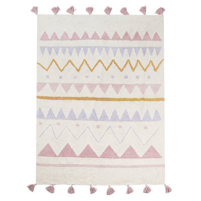 Beliani Kids Rug Zaysan Pink 140 X 200 Cm Cotton - image 1