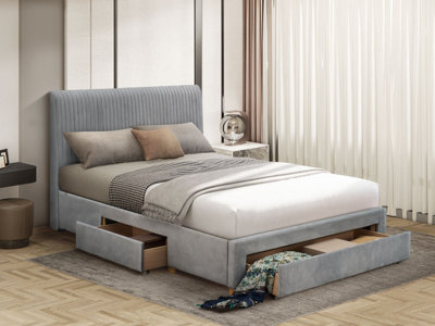 Flintshire Furniture Drury Kingsize 5Ft Grey Bed Frame With Drawers - image 1