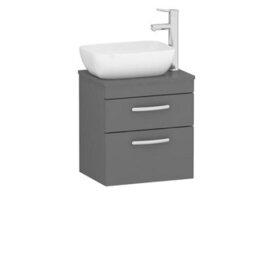 Royal Bathrooms 500mm Wall Hung Vanity Unit 2 Drawer Indigo Grey Gloss & Elva Countertop Basin - thumbnail 4